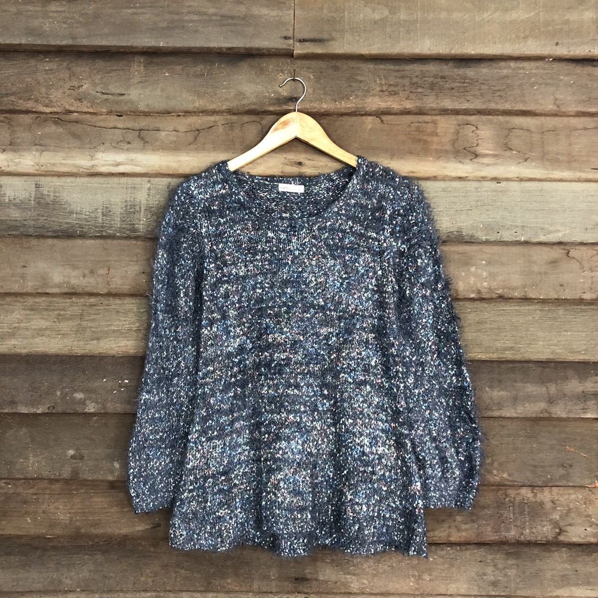 Homespun Knitwear × Japanese Brand Earth Music & Ecology Grey shaggy fur Mohair Knitwear #c1034 Size US S / EU 44-46 / 1 - 1 Thumbnail