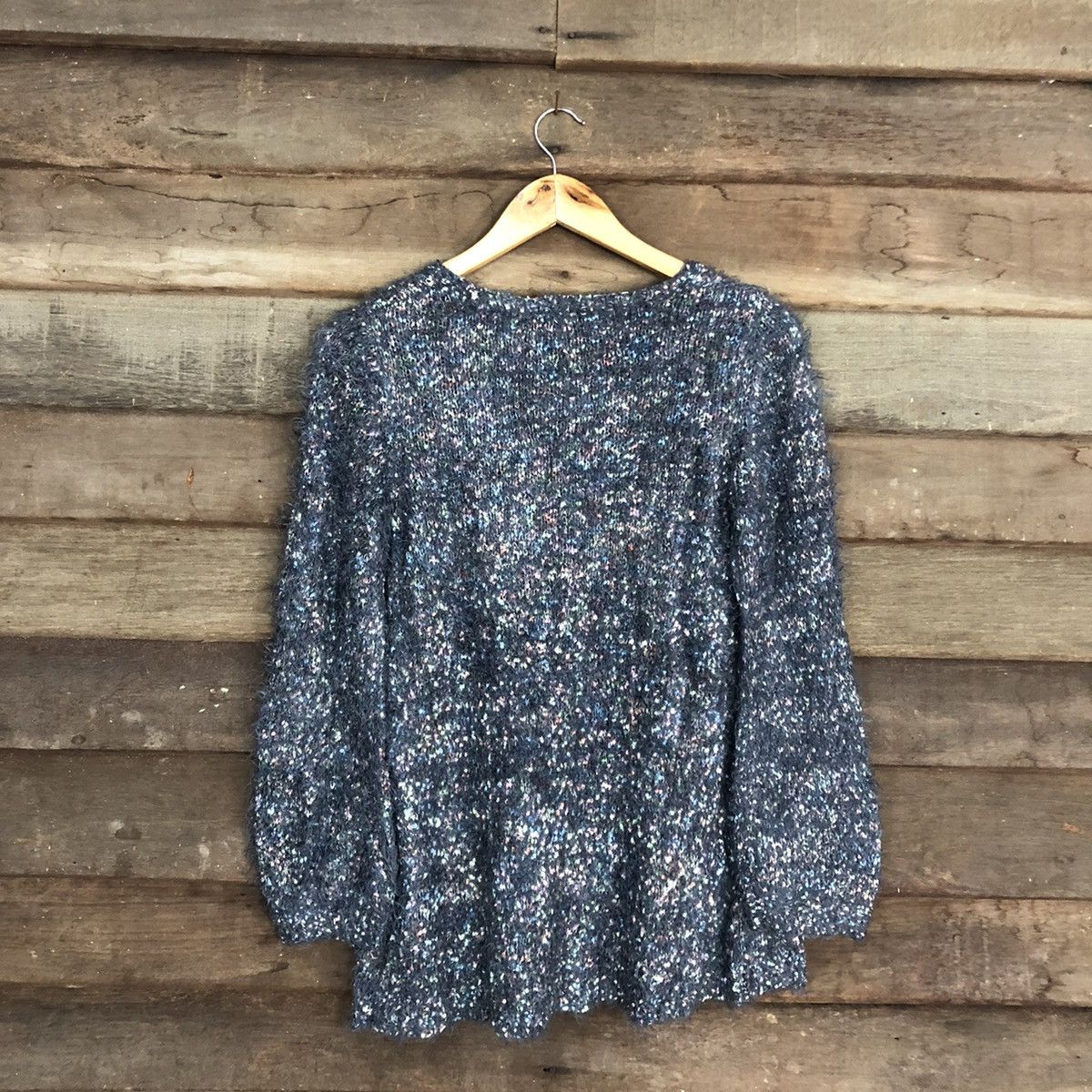 Homespun Knitwear × Japanese Brand Earth Music & Ecology Grey shaggy fur Mohair Knitwear #c1034 Size US S / EU 44-46 / 1 - 11 Thumbnail