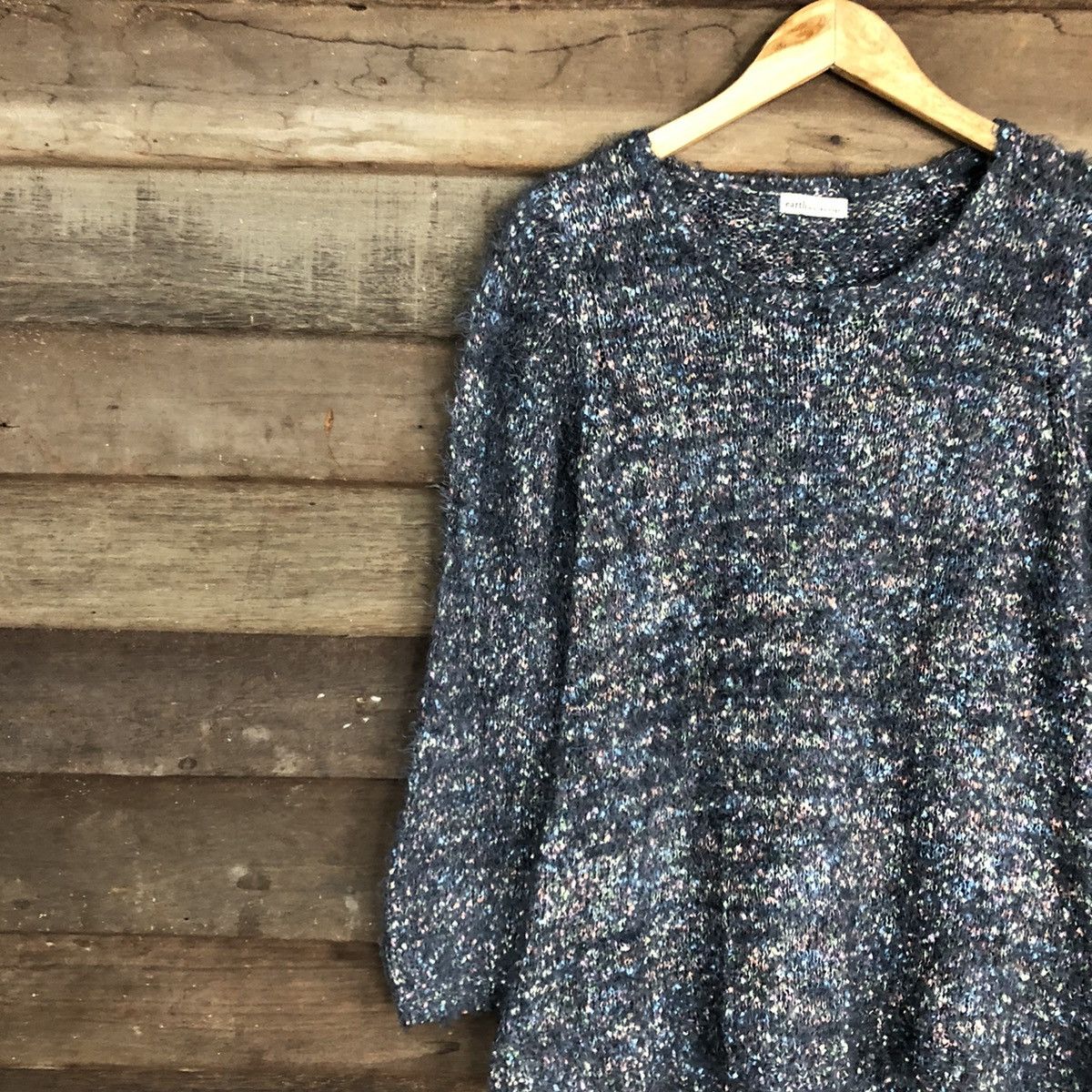 Homespun Knitwear × Japanese Brand Earth Music & Ecology Grey shaggy fur Mohair Knitwear #c1034 Size US S / EU 44-46 / 1 - 7 Thumbnail