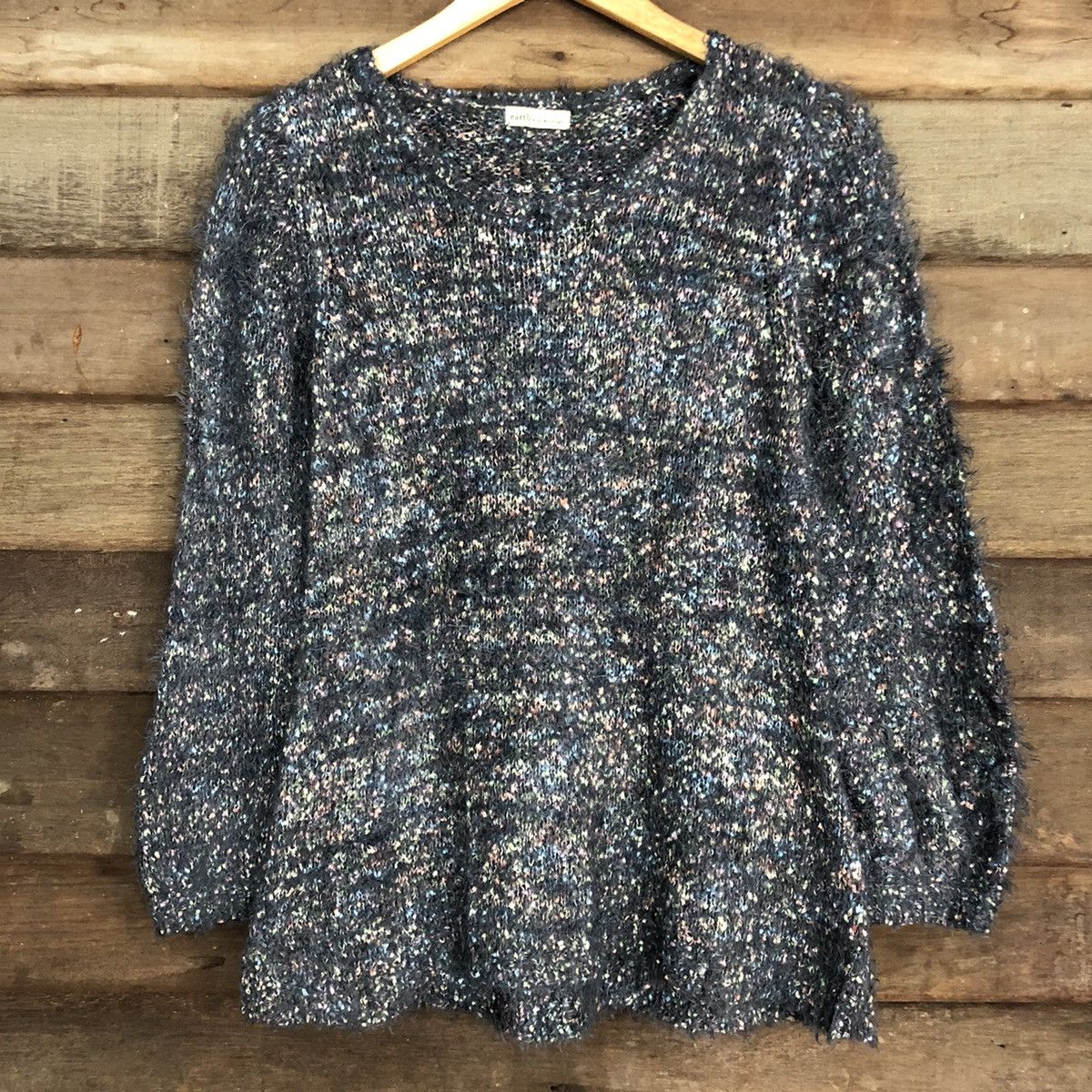 Homespun Knitwear × Japanese Brand Earth Music & Ecology Grey shaggy fur Mohair Knitwear #c1034 Size US S / EU 44-46 / 1 - 8 Thumbnail