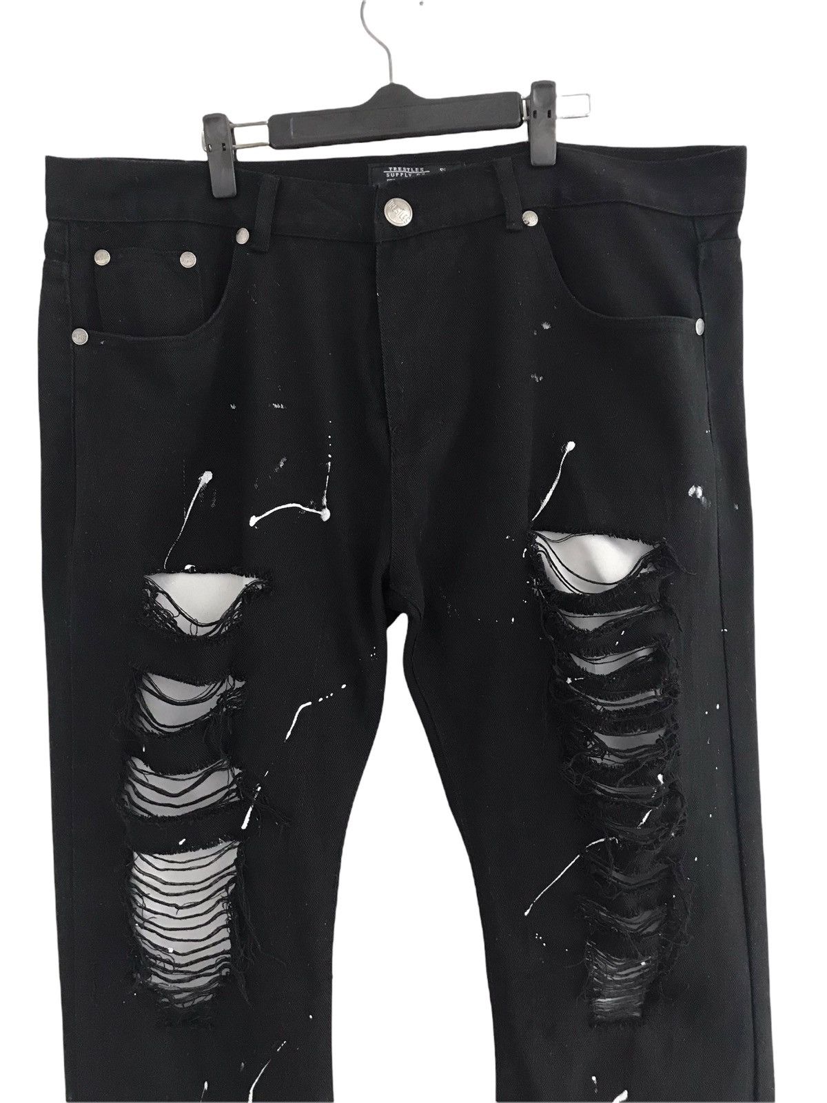 Japanese Brand TRESTLES SUPPLY CO PAINT SPLATTERS DESTROYED DENIM JEANS Size US 40 / EU 56 - 2 Thumbnail