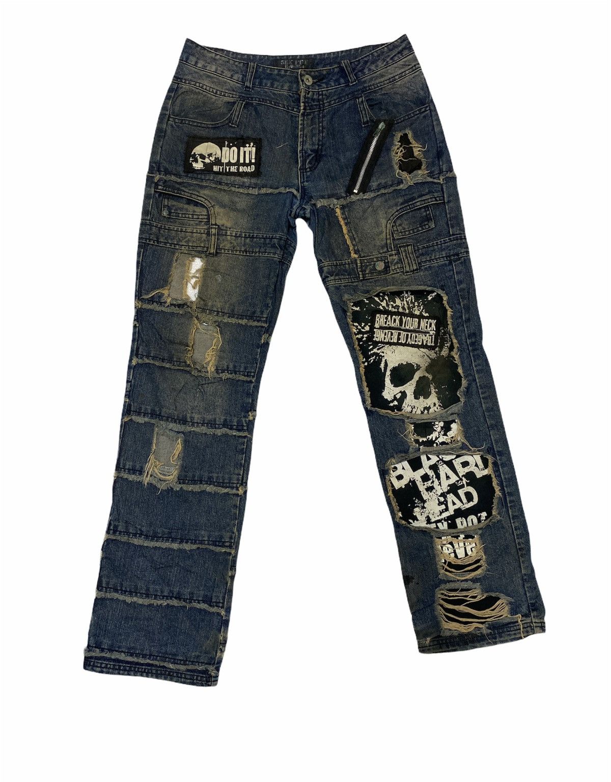 Japanese Brand × Vintage SexPot Revenge Over Distressed Patchwork Patches Punk Denim Size US 30 / EU 46 - 1 Thumbnail