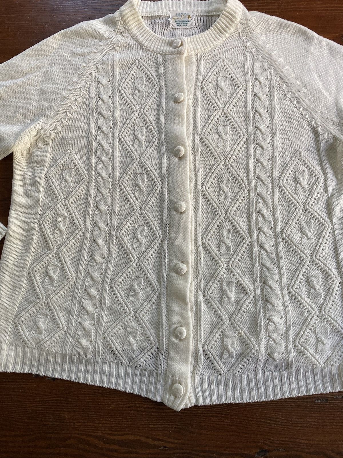Vintage Vintage 80’s Full Button Cable Knit Cardigan Sweater Size L / US 10 / IT 46 - 3 Thumbnail