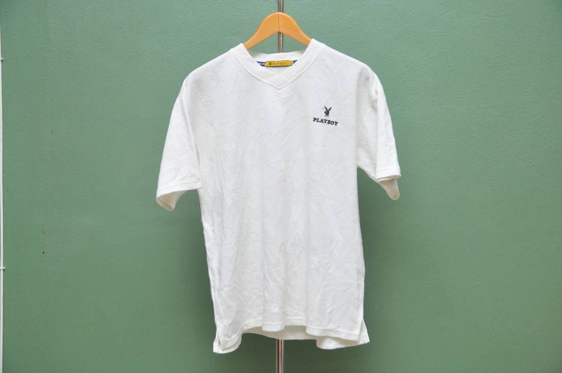 Designer × Japanese Brand × Playboy Vintage Playboy Big Logo White Shirt Travis Scott Nirvana Size US L / EU 52-54 / 3 - 2 Thumbnail