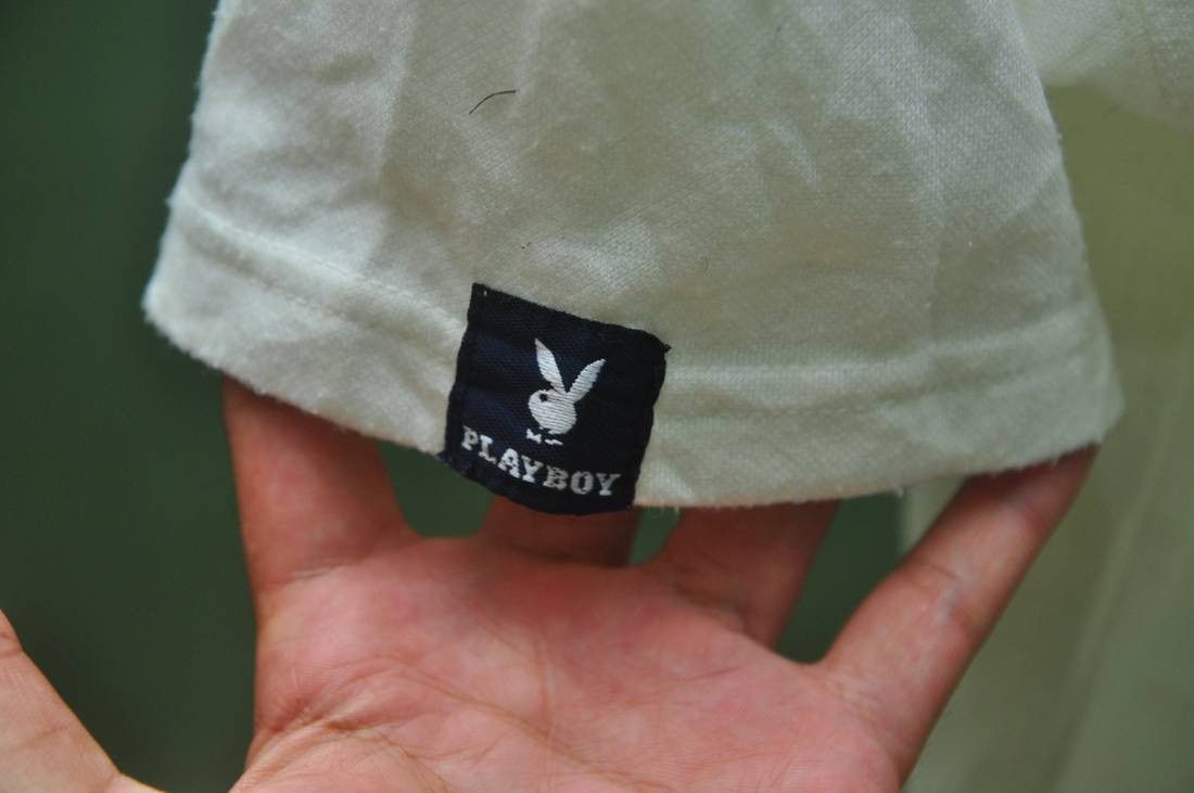 Designer × Japanese Brand × Playboy Vintage Playboy Big Logo White Shirt Travis Scott Nirvana Size US L / EU 52-54 / 3 - 4 Thumbnail