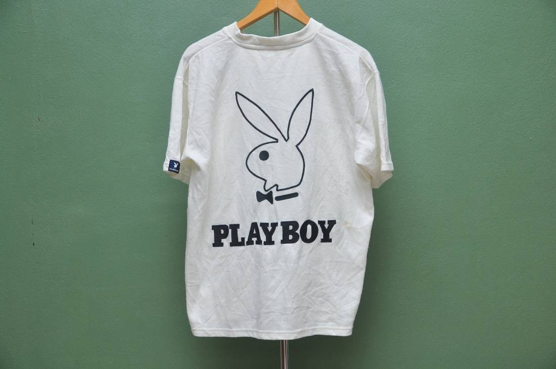Designer × Japanese Brand × Playboy Vintage Playboy Big Logo White Shirt Travis Scott Nirvana Size US L / EU 52-54 / 3 - 1 Thumbnail