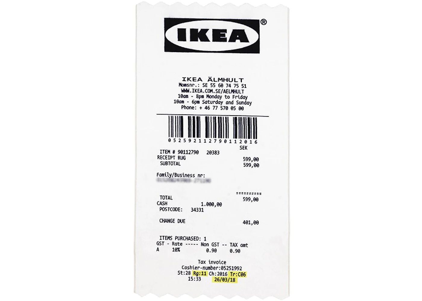 image of Receipt Rug - Ikea x Virgil Abloh in White, Men's