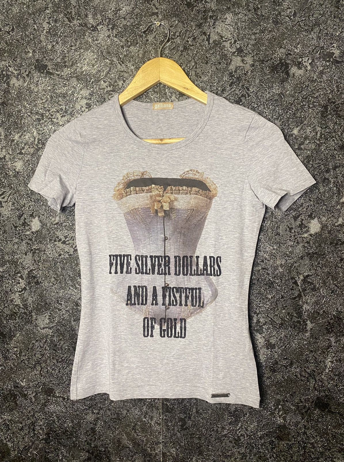Designer Women’s John Galliano Gray T-Shirt Tee Size XS Big Logo Size XS / US 0-2 / IT 36-38 - 1 Thumbnail