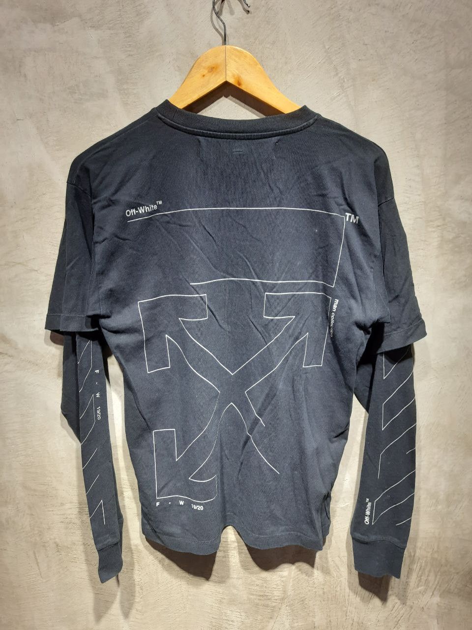 image of Off White Off-White Unfinished Arrows Layered Sweatshirt in Black, Men's (Size Small)