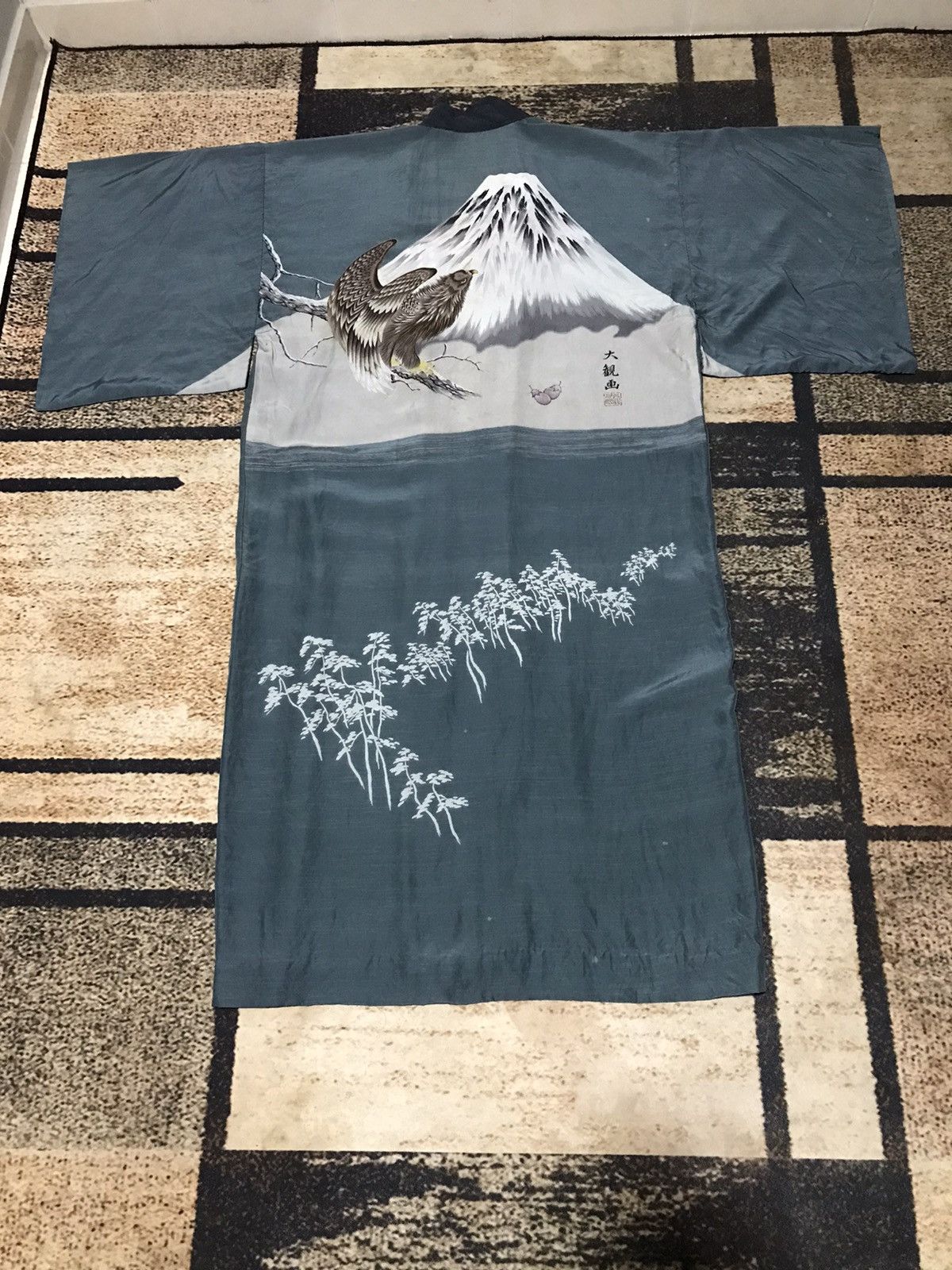 Japanese Brand × Vintage Vintage SILK Kimono Mount Fuji and Eagle Size US XXL / EU 58 / 5 - 2 Thumbnail