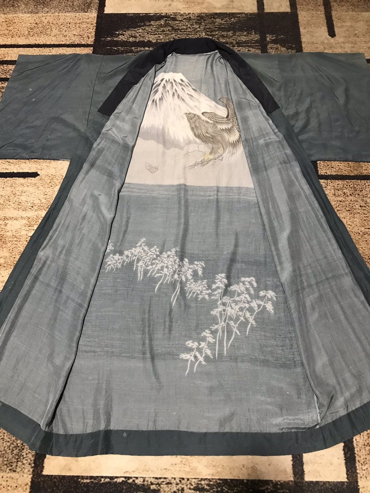 Japanese Brand × Vintage Vintage SILK Kimono Mount Fuji and Eagle Size US XXL / EU 58 / 5 - 3 Thumbnail