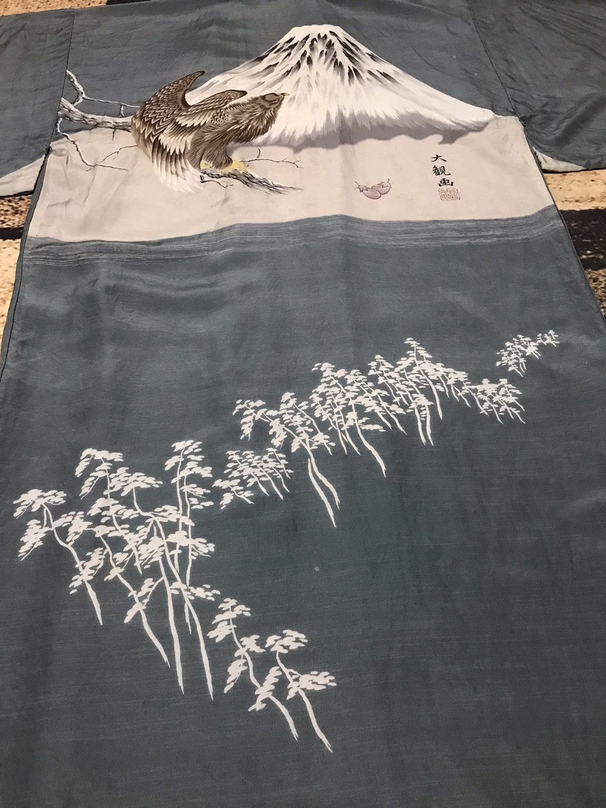 Japanese Brand × Vintage Vintage SILK Kimono Mount Fuji and Eagle Size US XXL / EU 58 / 5 - 4 Thumbnail