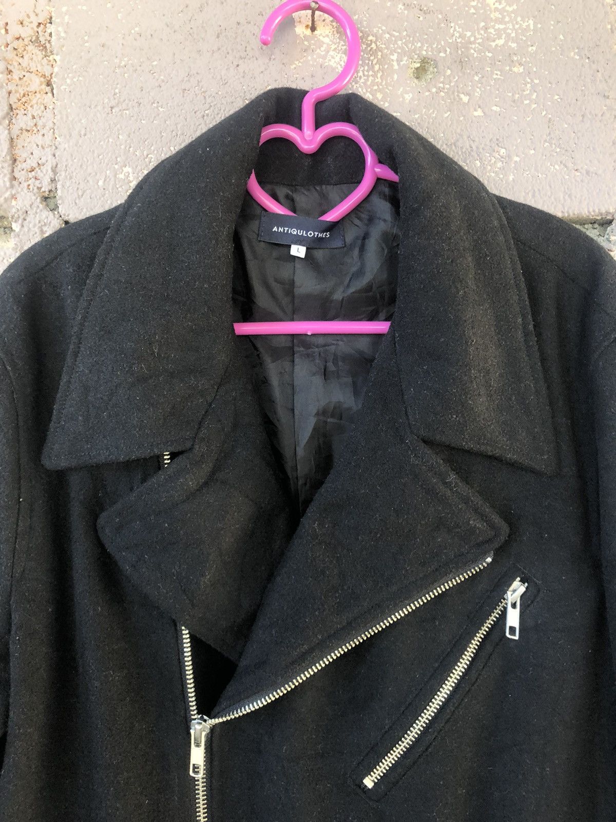 Japanese Brand Rare ANTIQULOTHES Japan Zipper Motorcycle Punk Wool Jacket Size US L / EU 52-54 / 3 - 3 Thumbnail