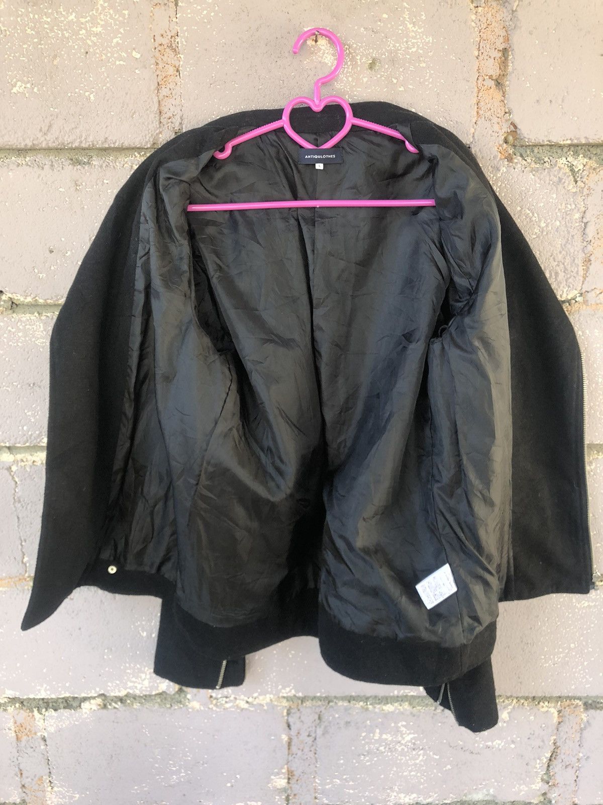 Japanese Brand Rare ANTIQULOTHES Japan Zipper Motorcycle Punk Wool Jacket Size US L / EU 52-54 / 3 - 7 Thumbnail