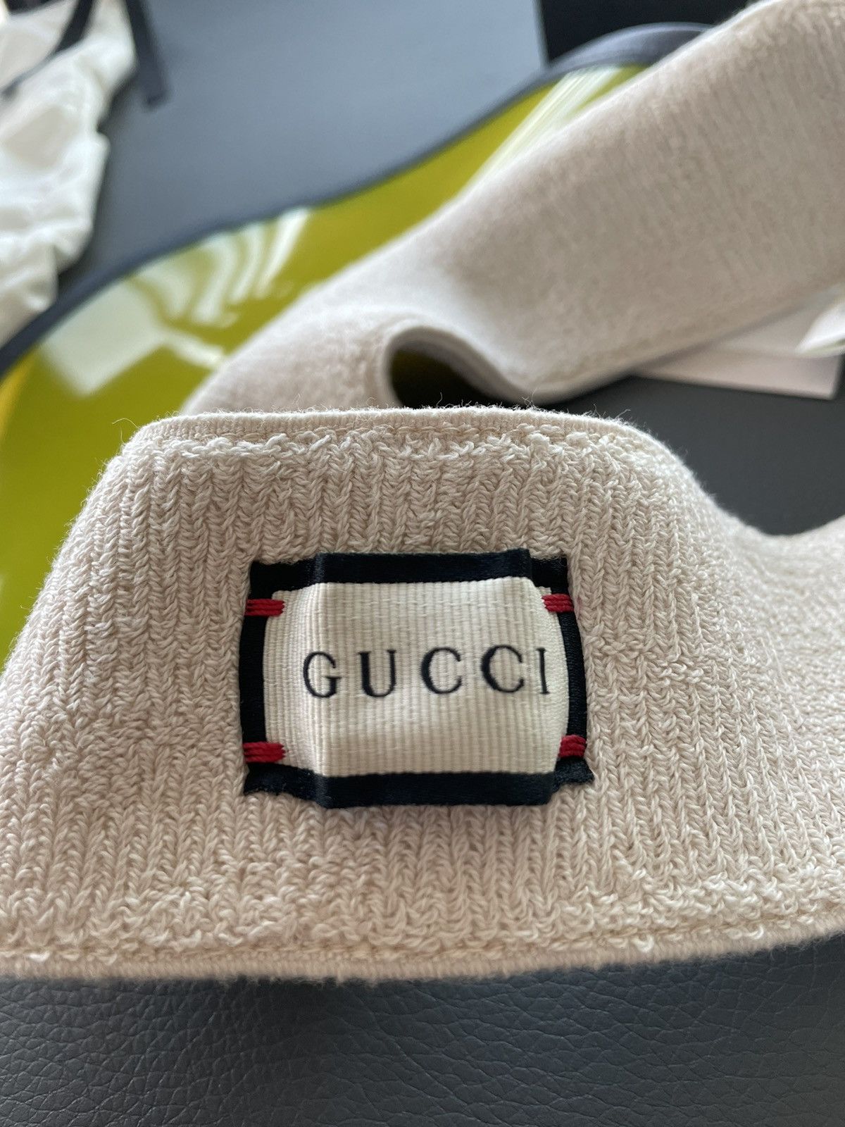 Gucci Limited RARE Super Runway Vinyl Gucci Logo Elastic Visor Hat Size ONE SIZE - 7 Thumbnail