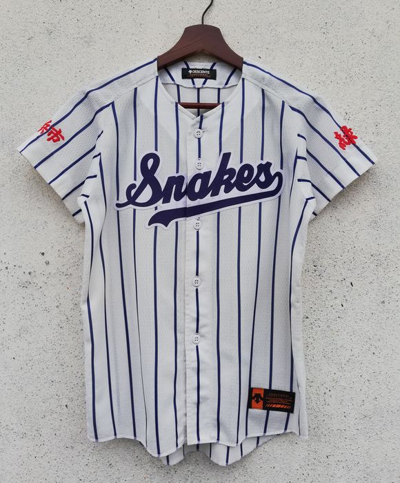 Supreme Snake Script Logo Baseball Jersey w/ Tags - Blue T-Shirts