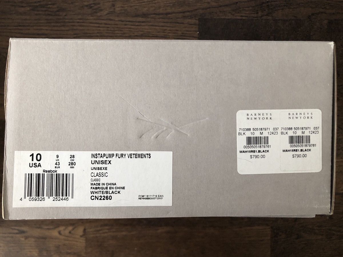 Reebok × Vetements Black Reebok Edition Instapump Fury Sneakers Size US 10 / EU 43 - 5 Thumbnail