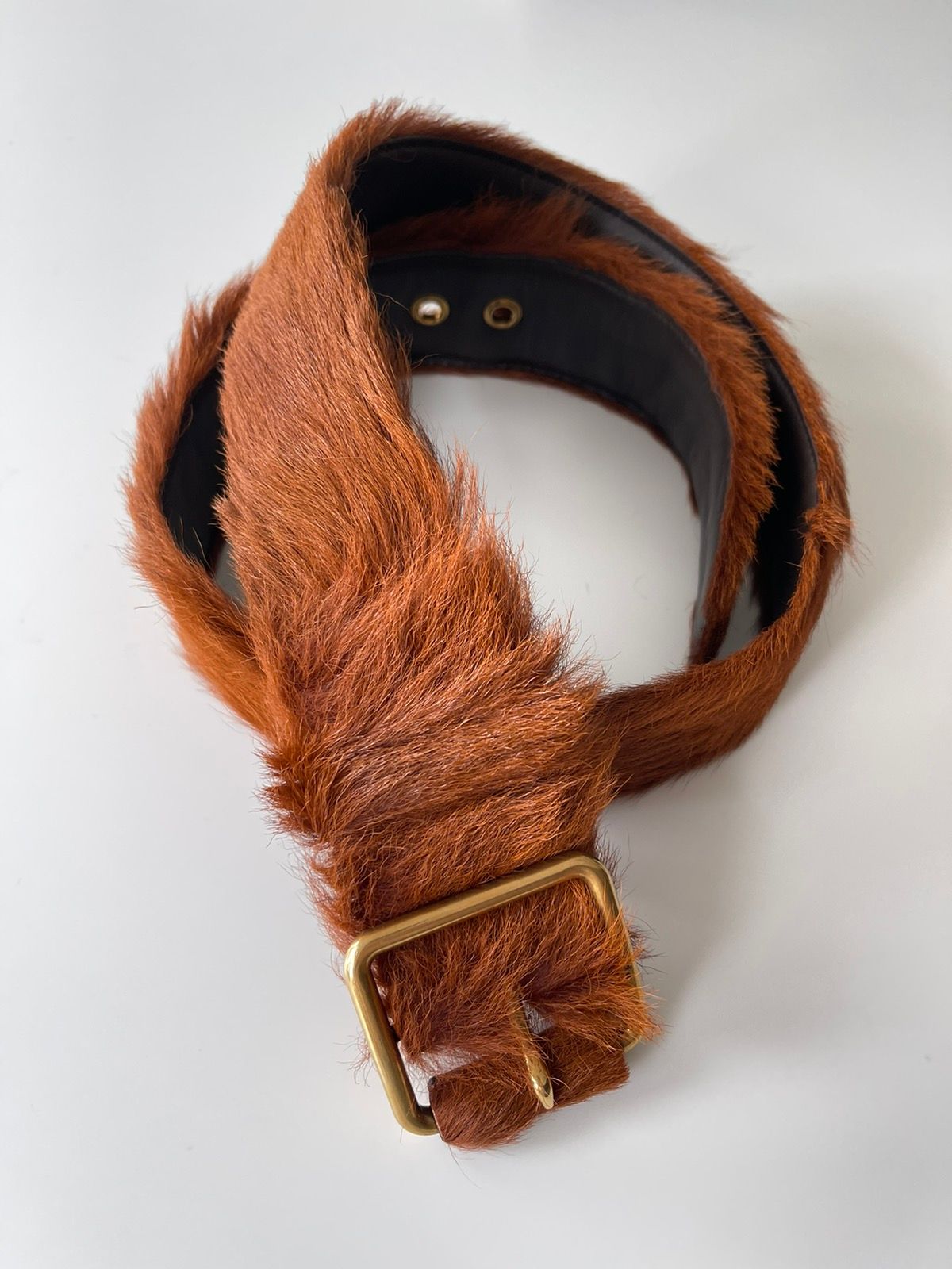 Pre-owned Prada Fur Belt Aw17 In Brown