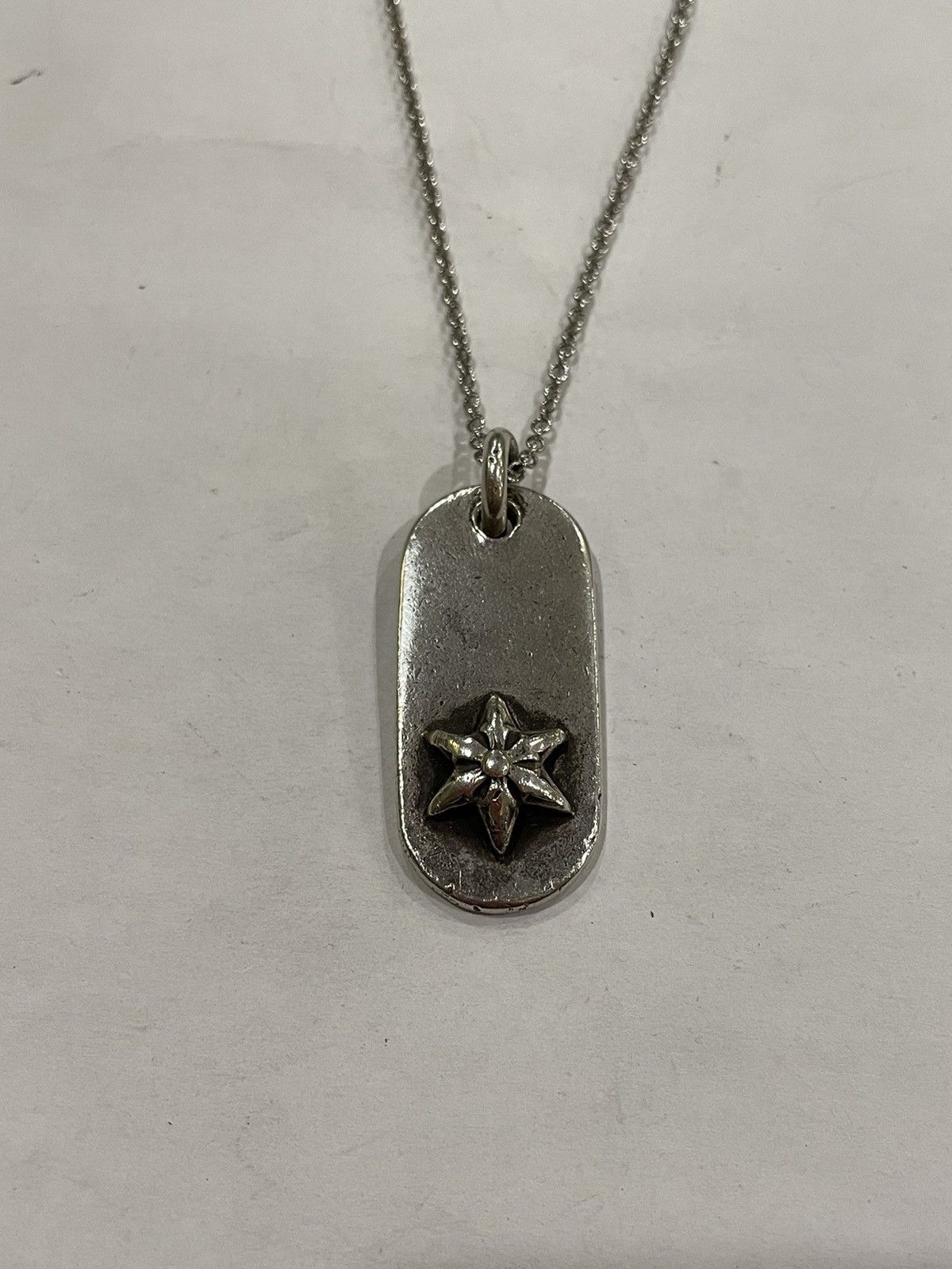 image of Chrome Hearts Raised Star Dog Tag Pendant Chain Necklace 925 in Silver, Men's