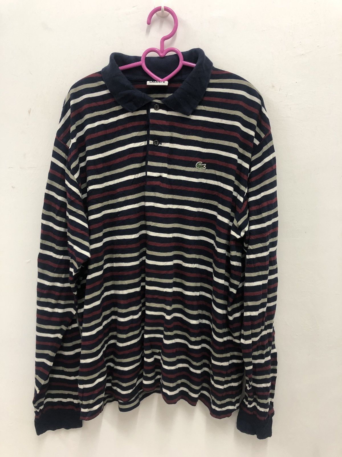 Lacoste Rare 90s Vintage LACOSTE Striped Long Sleeve Polo Shirt Size US M / EU 48-50 / 2 - 1 Thumbnail