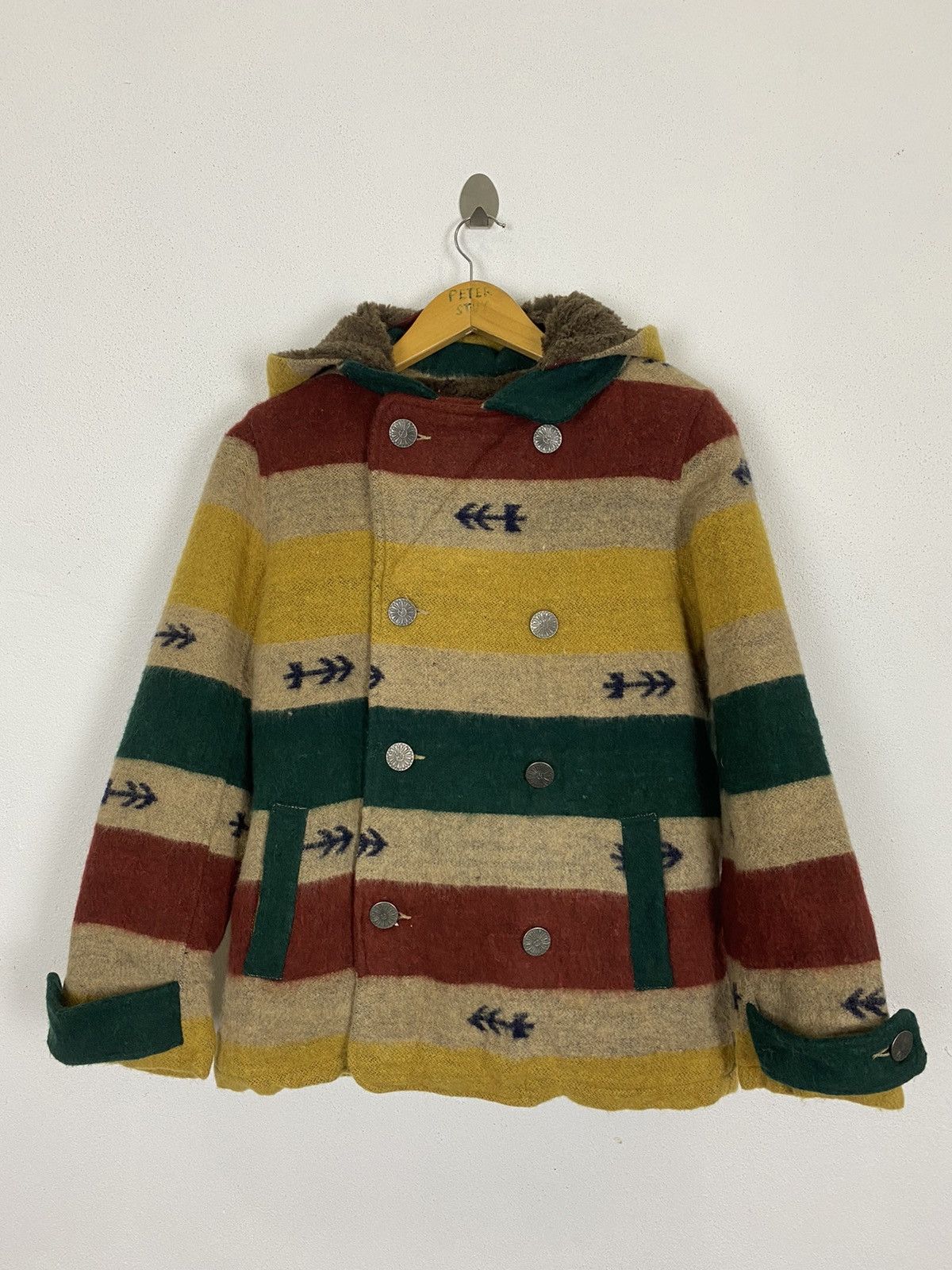 Japanese Brand TITICACA PEA COAT HODDIES FLEECE INSIDE NICE DESIGN-GK118 Size US S / EU 44-46 / 1 - 3 Thumbnail