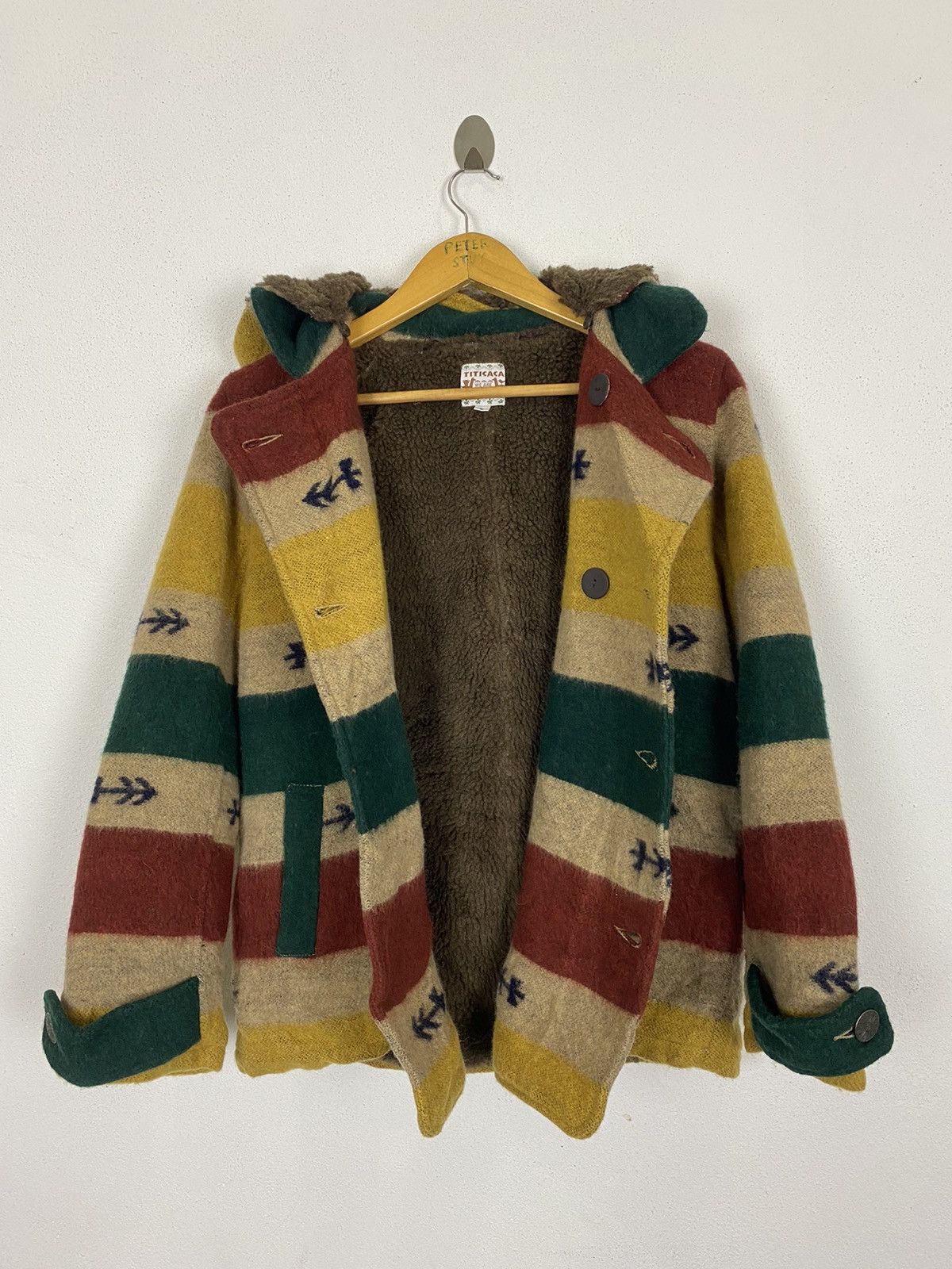 Japanese Brand TITICACA PEA COAT HODDIES FLEECE INSIDE NICE DESIGN-GK118 Size US S / EU 44-46 / 1 - 4 Thumbnail