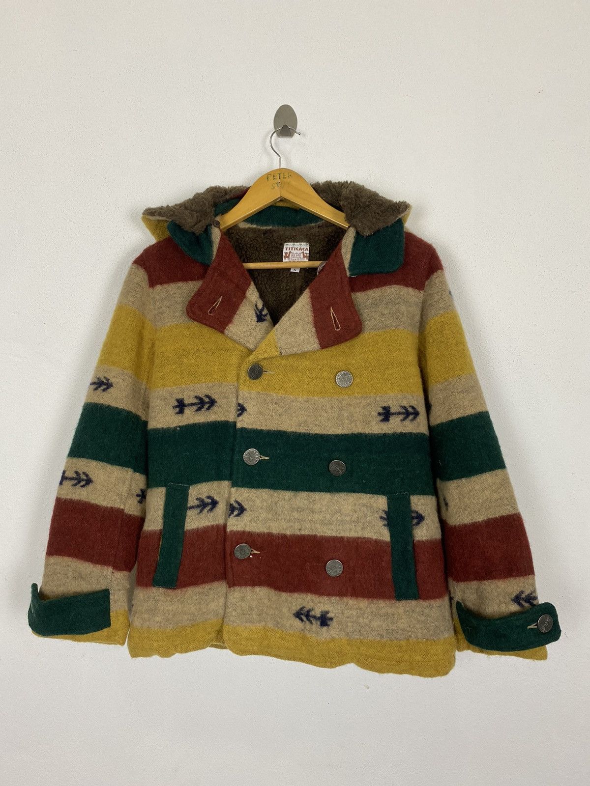Japanese Brand TITICACA PEA COAT HODDIES FLEECE INSIDE NICE DESIGN-GK118 Size US S / EU 44-46 / 1 - 2 Thumbnail