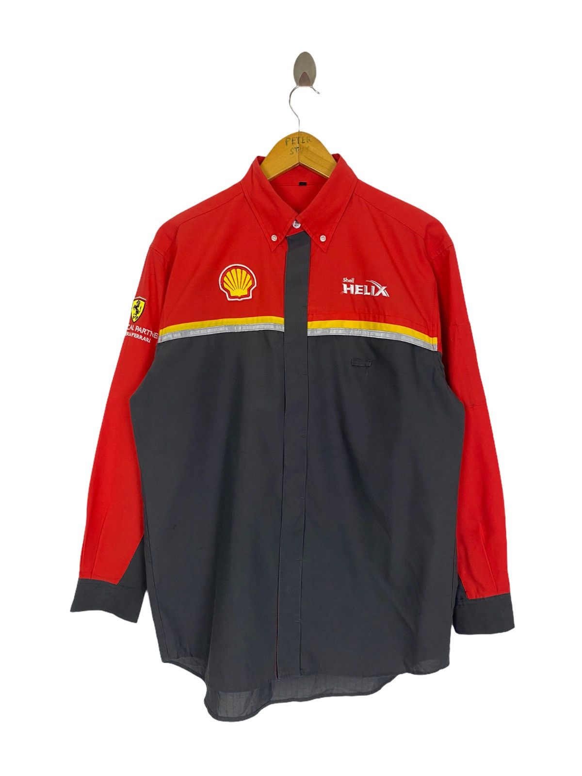Ferrari × Vintage VINTAGE SHELL HELIX x FERRARI WORKER SHIRT-GK123 Size US L / EU 52-54 / 3 - 1 Thumbnail