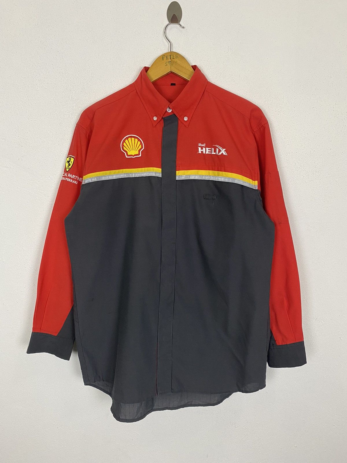 Ferrari × Vintage VINTAGE SHELL HELIX x FERRARI WORKER SHIRT-GK123 Size US L / EU 52-54 / 3 - 2 Thumbnail