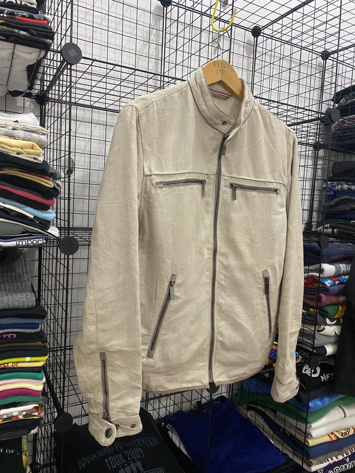 Zara ZARA MAN BIKER JACKET LINEN FABRIC Size US M / EU 48-50 / 2 - 3 Thumbnail