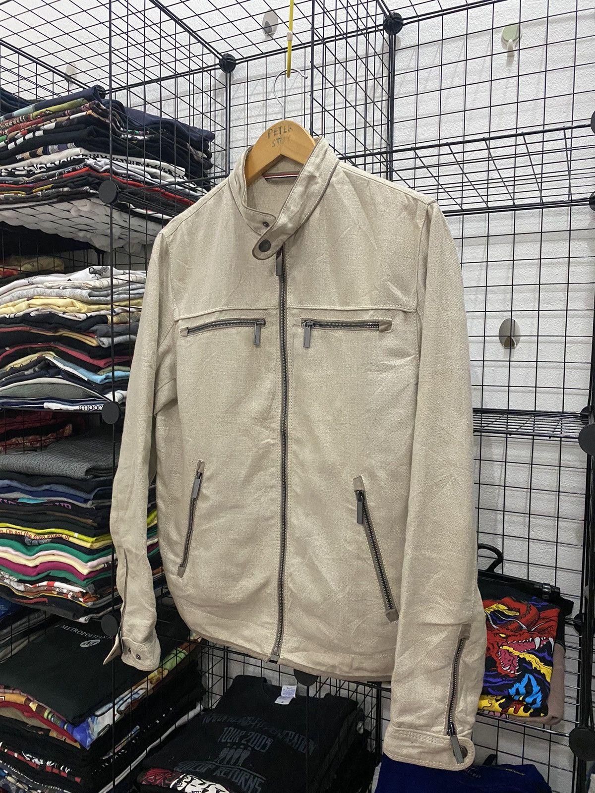 Zara ZARA MAN BIKER JACKET LINEN FABRIC Size US M / EU 48-50 / 2 - 2 Thumbnail