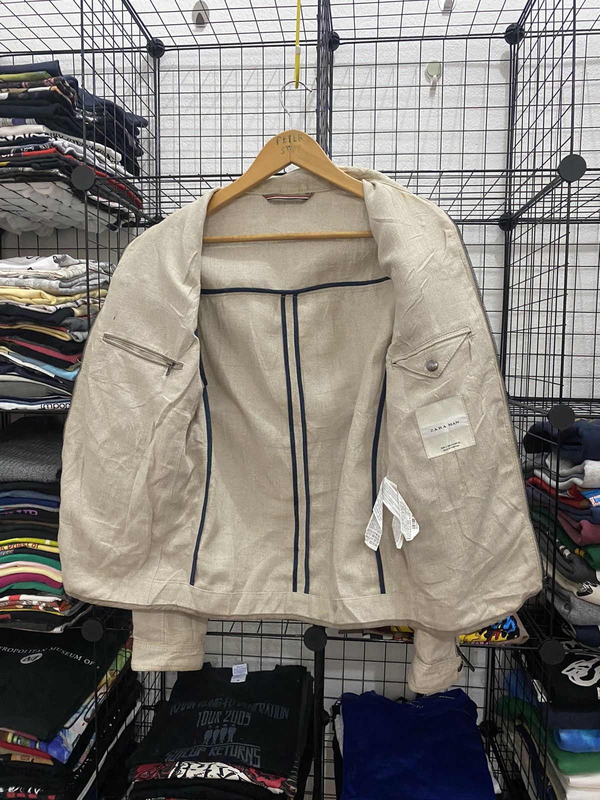 Zara ZARA MAN BIKER JACKET LINEN FABRIC Size US M / EU 48-50 / 2 - 5 Thumbnail