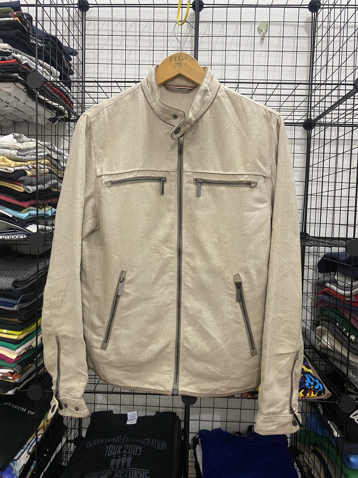Zara ZARA MAN BIKER JACKET LINEN FABRIC Size US M / EU 48-50 / 2 - 1 Thumbnail