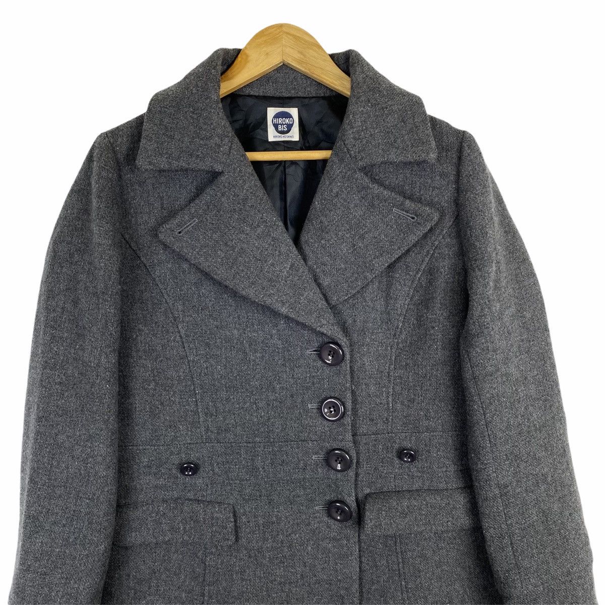Hiroko Koshino Homme × Japanese Brand HIROKO KOSHINO BIS Japanese Brand Wool Peacoat Jacket Size US S / EU 44-46 / 1 - 4 Thumbnail