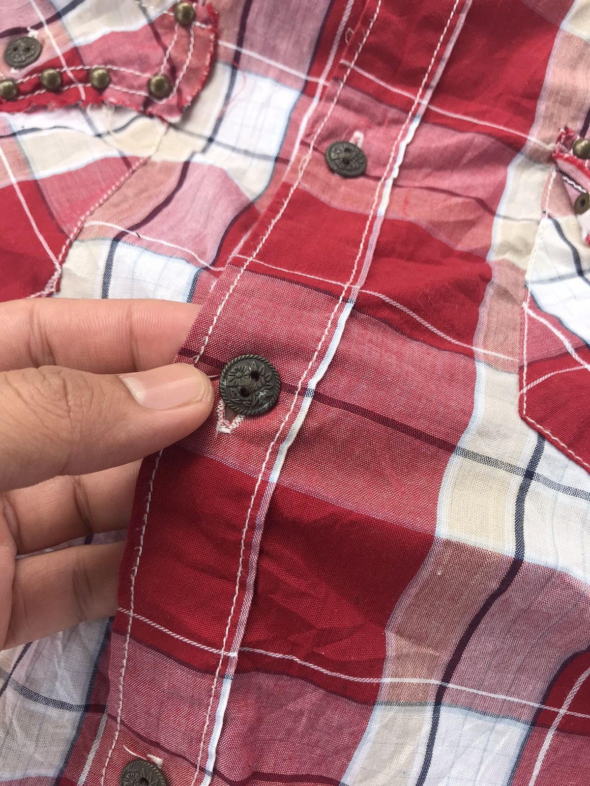 Japanese Brand Rare❗️Never Seen Thing Bondage Stud Flannel Button Up Shirt Size US L / EU 52-54 / 3 - 10 Thumbnail