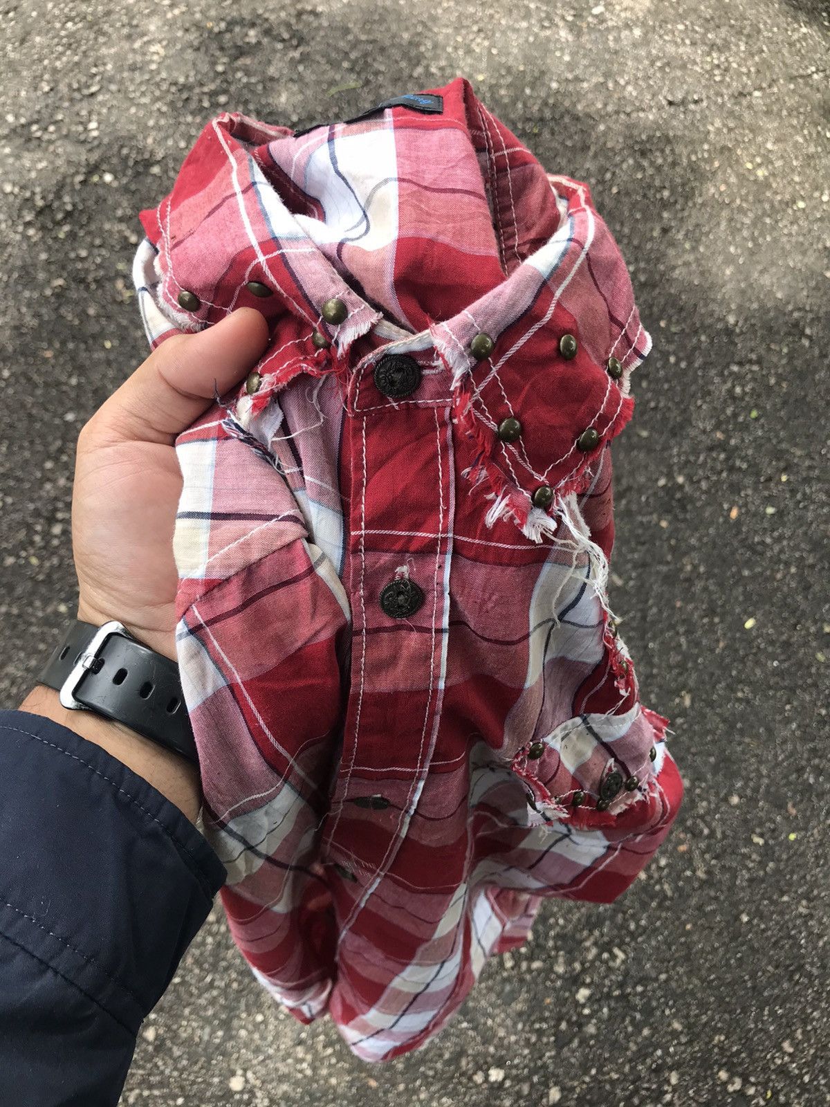 Japanese Brand Rare❗️Never Seen Thing Bondage Stud Flannel Button Up Shirt Size US L / EU 52-54 / 3 - 15 Thumbnail