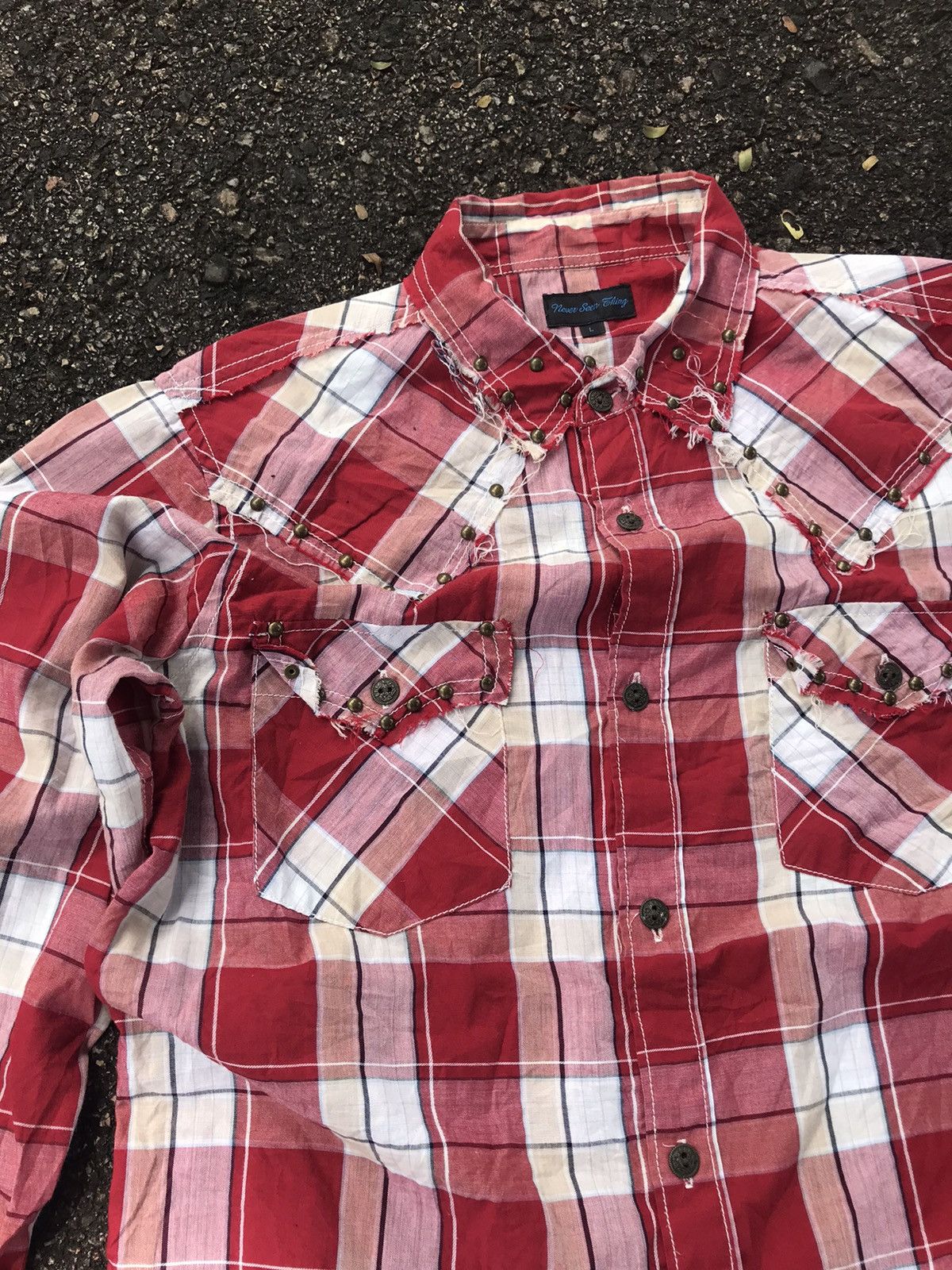 Japanese Brand Rare❗️Never Seen Thing Bondage Stud Flannel Button Up Shirt Size US L / EU 52-54 / 3 - 4 Thumbnail
