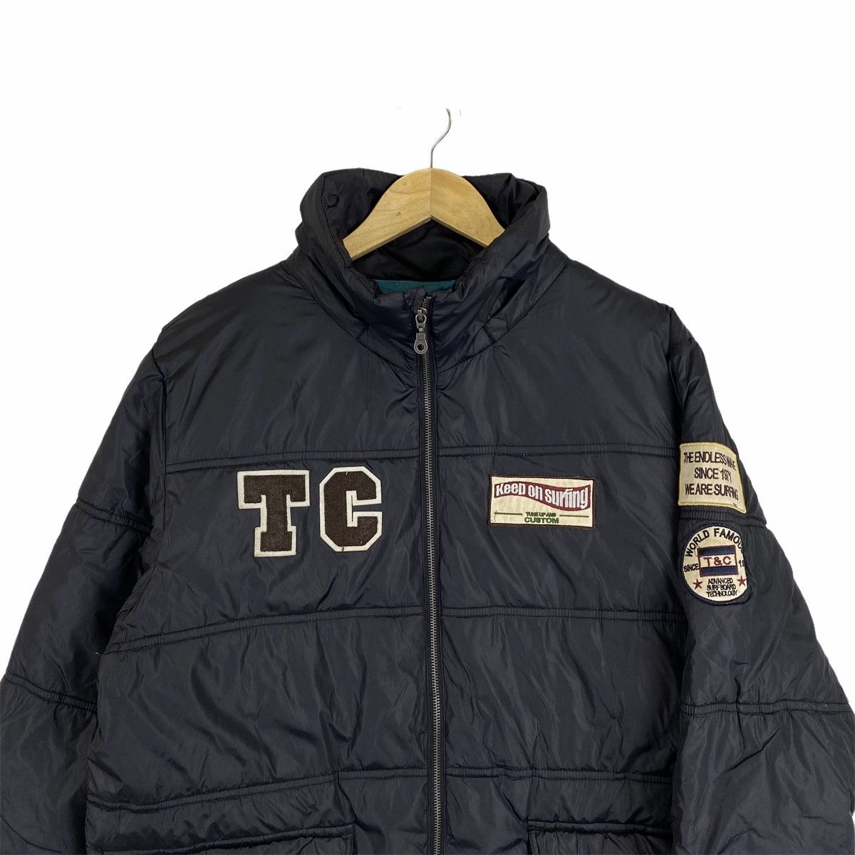 Vintage Vintage TOWN & COUNTRY Surf Design Zipper Puffer Jacket Size US L / EU 52-54 / 3 - 6 Thumbnail
