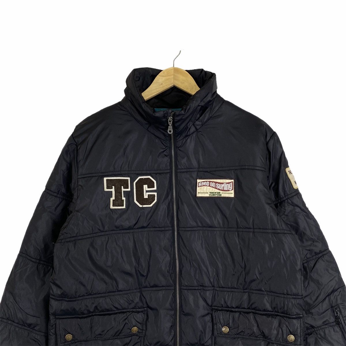 Vintage Vintage TOWN & COUNTRY Surf Design Zipper Puffer Jacket Size US L / EU 52-54 / 3 - 5 Thumbnail