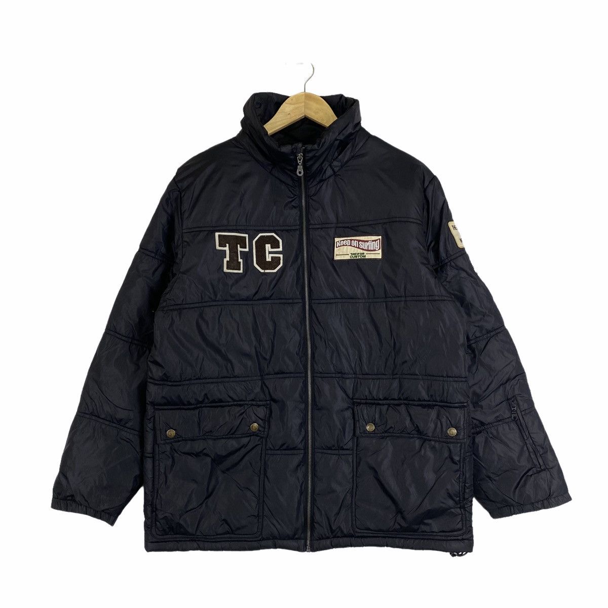 Vintage Vintage TOWN & COUNTRY Surf Design Zipper Puffer Jacket Size US L / EU 52-54 / 3 - 1 Thumbnail