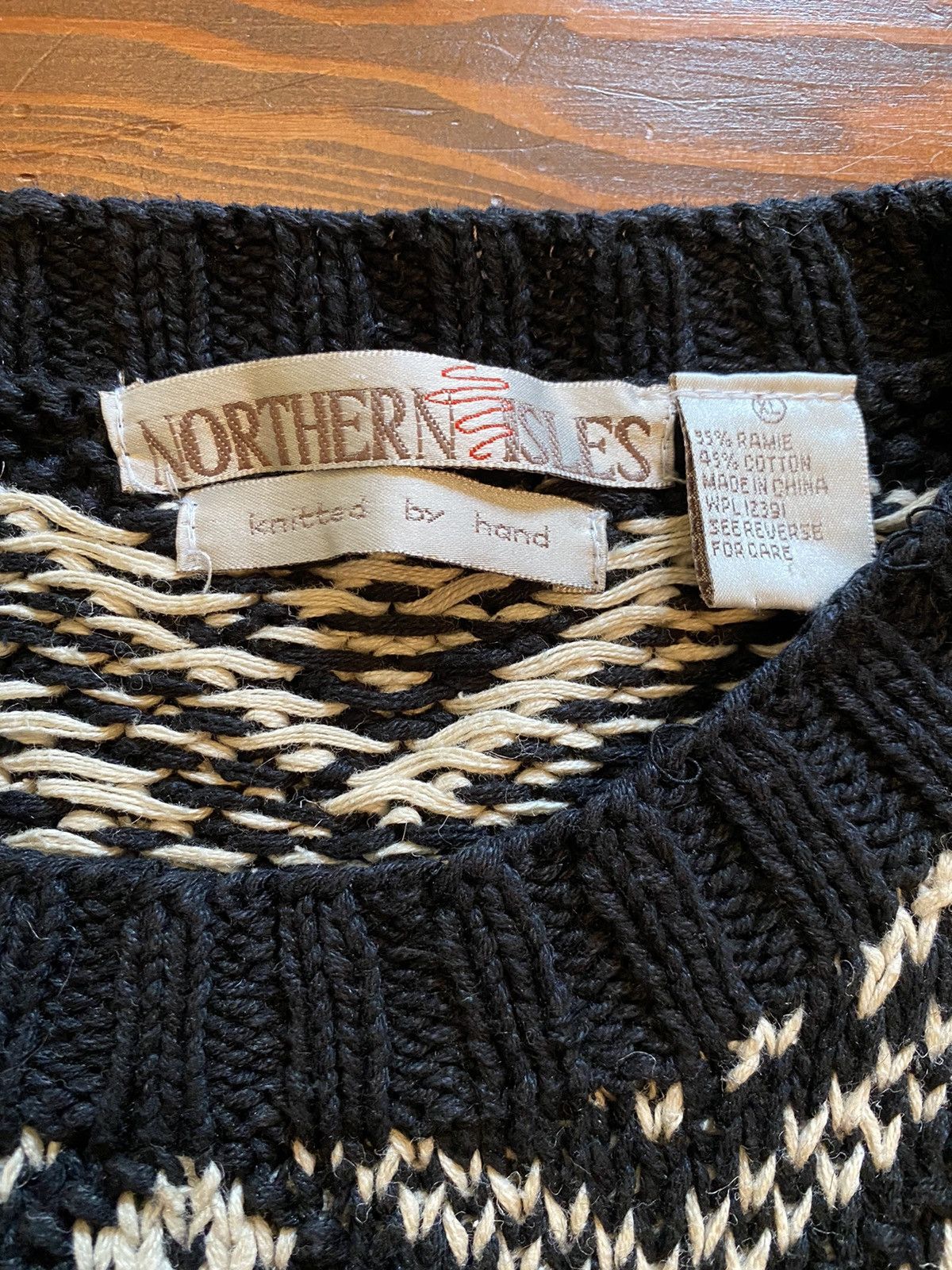Northern Isles Vintage 80’s Northern Isles Black & White Cable Knit Sweater Size US XL / EU 56 / 4 - 2 Thumbnail