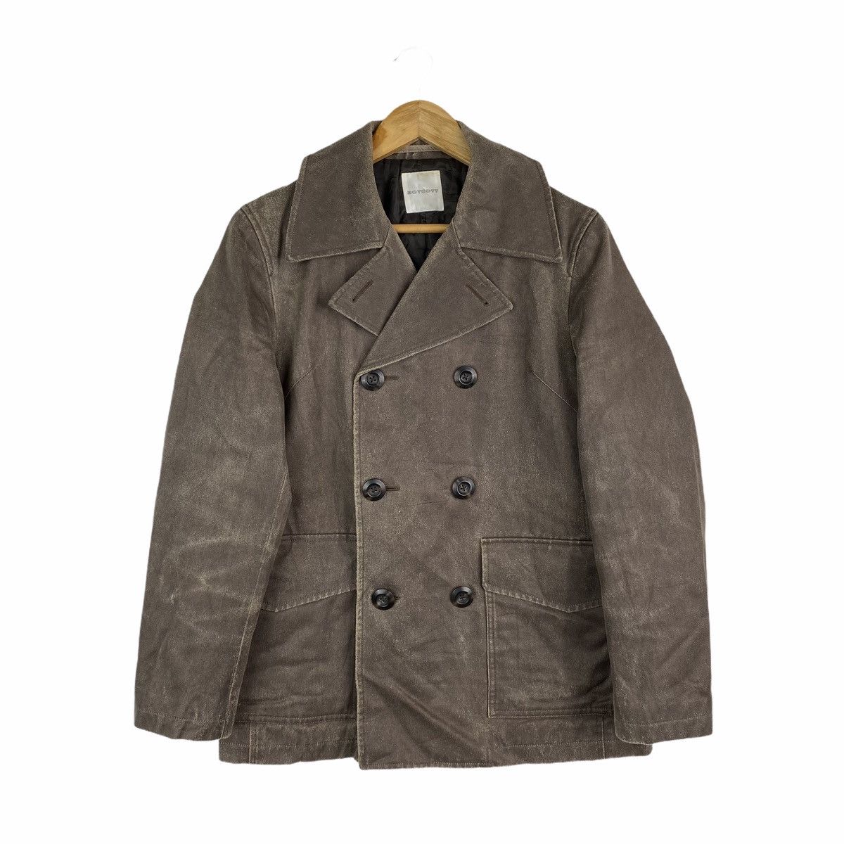 image of Boycott Double Collar Casual Sportswear Coat Jacket in Brown, Men's (Size Small)