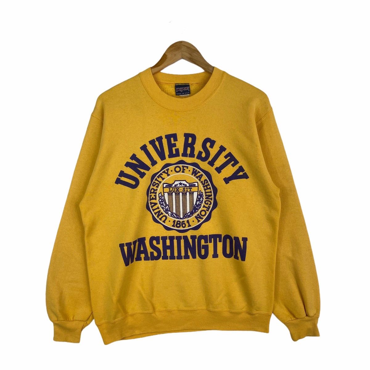 image of Collegiate x Jansport Vintage Washington Of University Sweatshirt Pullover Jumper in Yellow (Size S