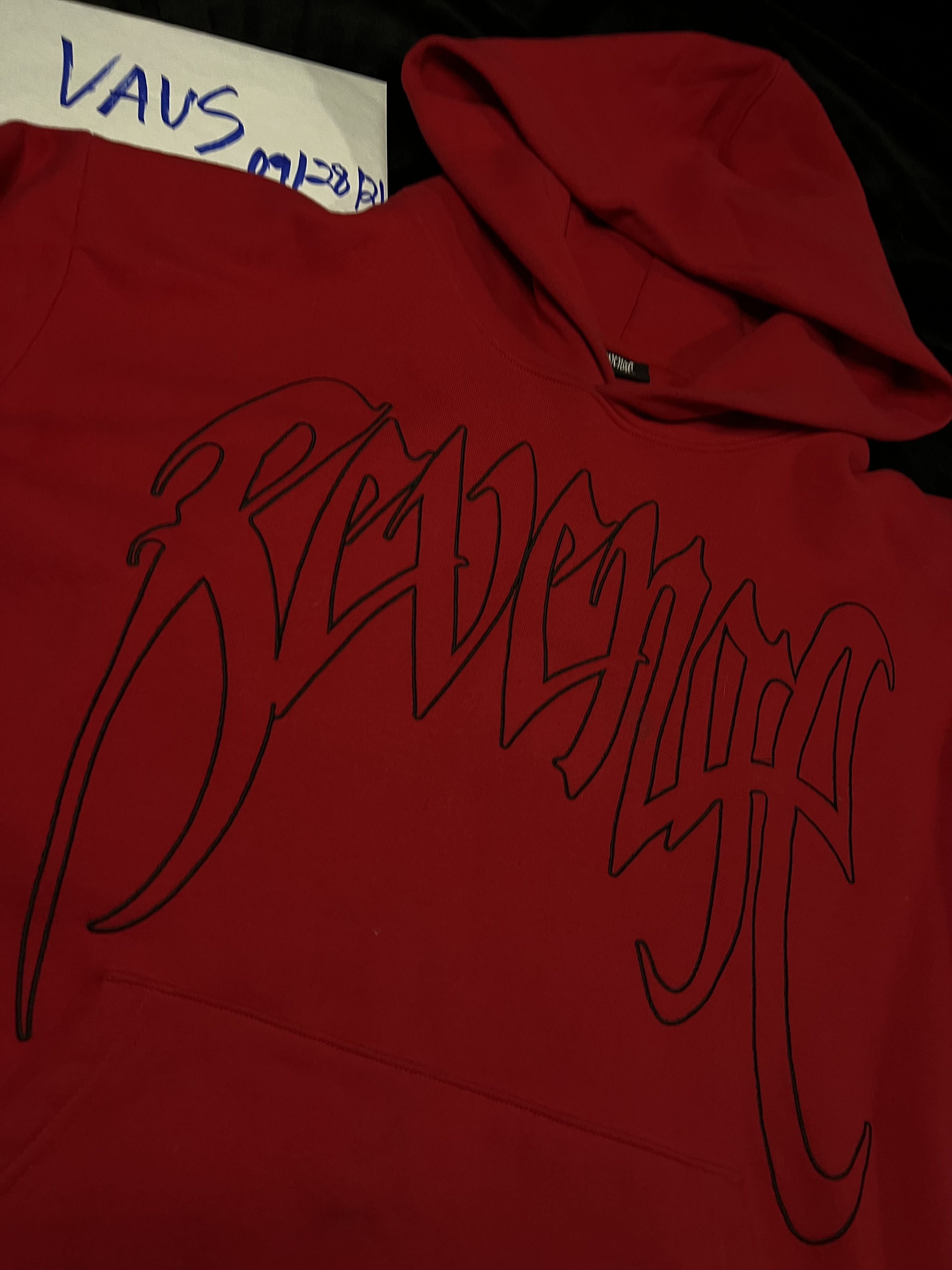 image of Revenge Outline Arch Hoodie in Red/White, Men's (Size Small)