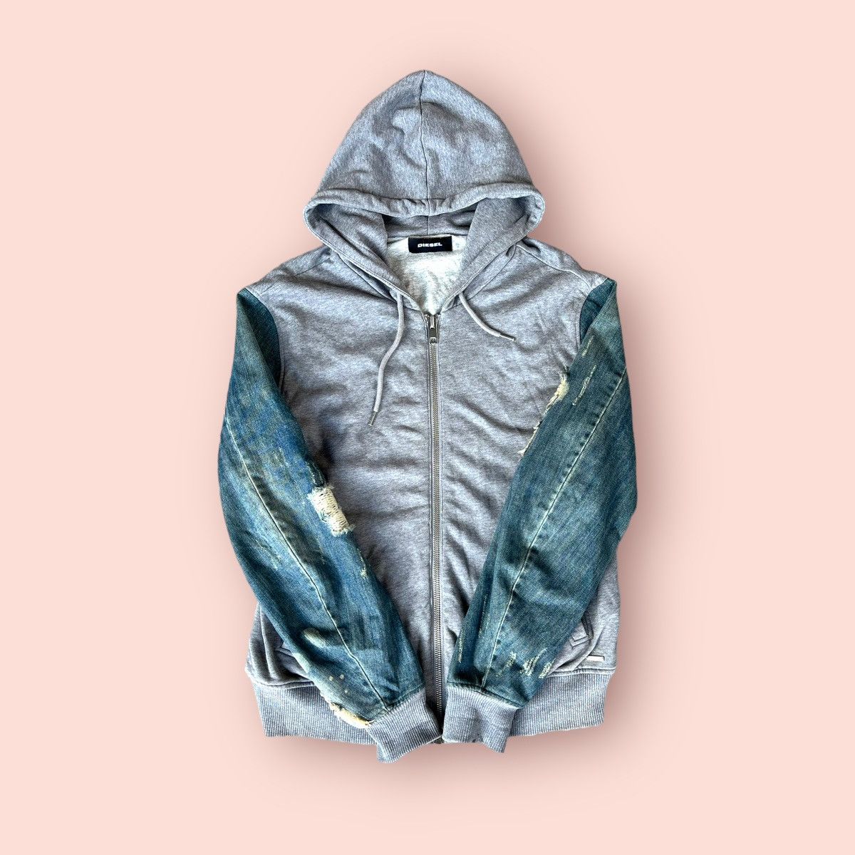 Diesel RARE DIESEL DISTRESSED DENIM SLEEVES HOODIE Size US XL / EU 56 / 4 - 2 Thumbnail