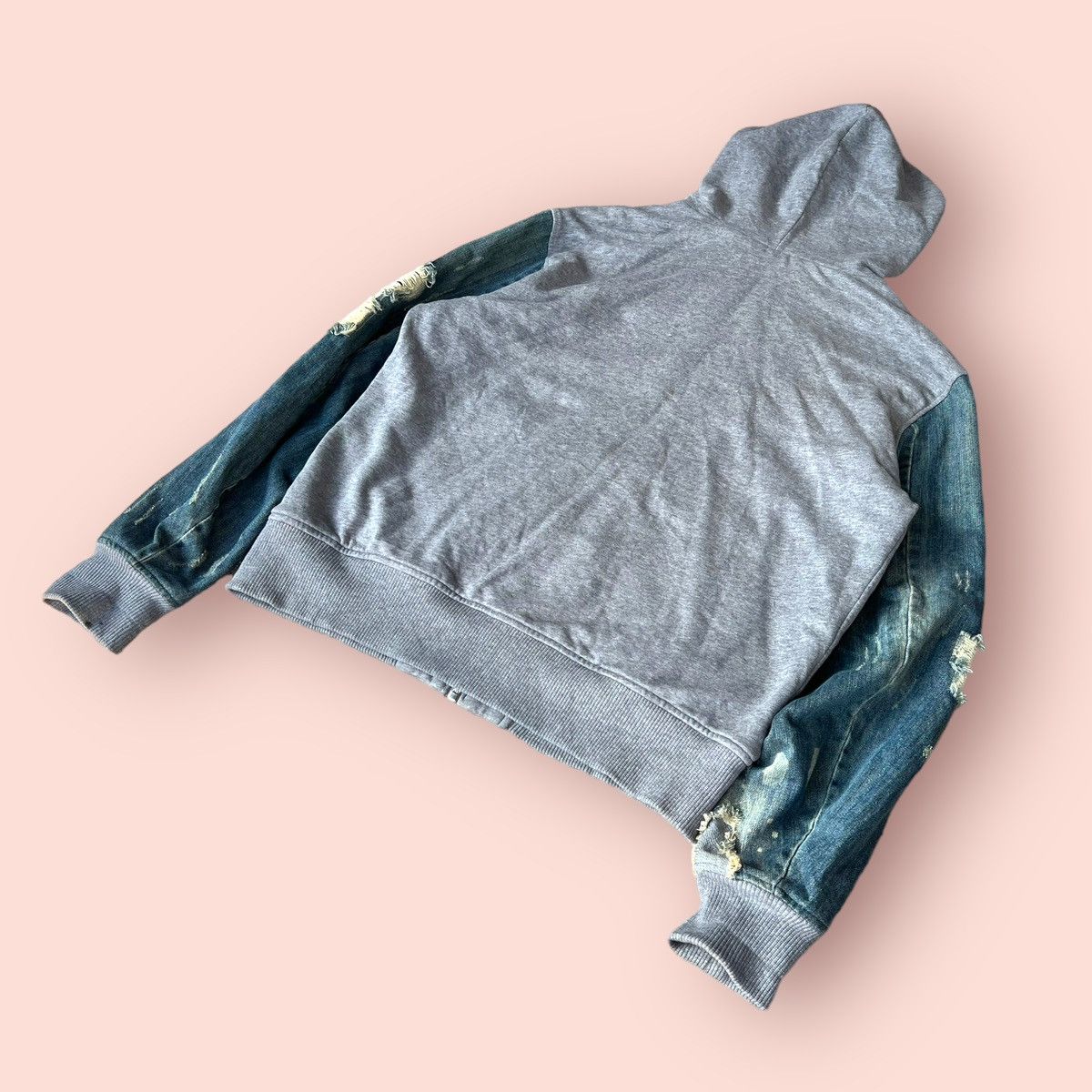 Diesel RARE DIESEL DISTRESSED DENIM SLEEVES HOODIE Size US XL / EU 56 / 4 - 13 Thumbnail