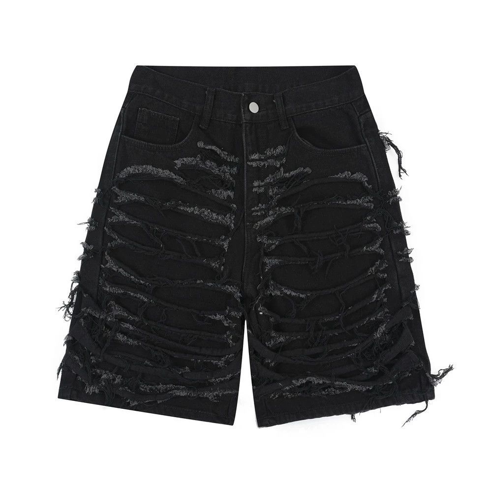 damaged fade ripped punk shorts