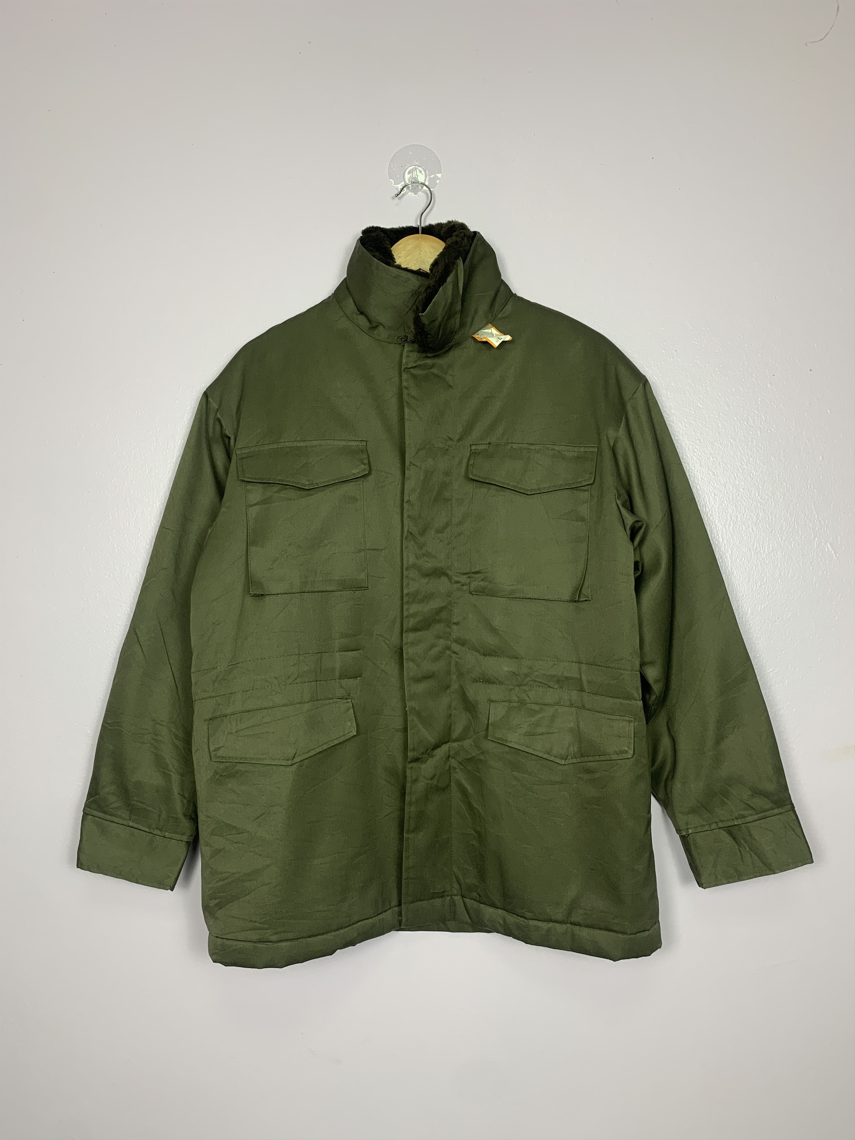 Vintage American Eagle Military MultiPocket Fur Collar J0739