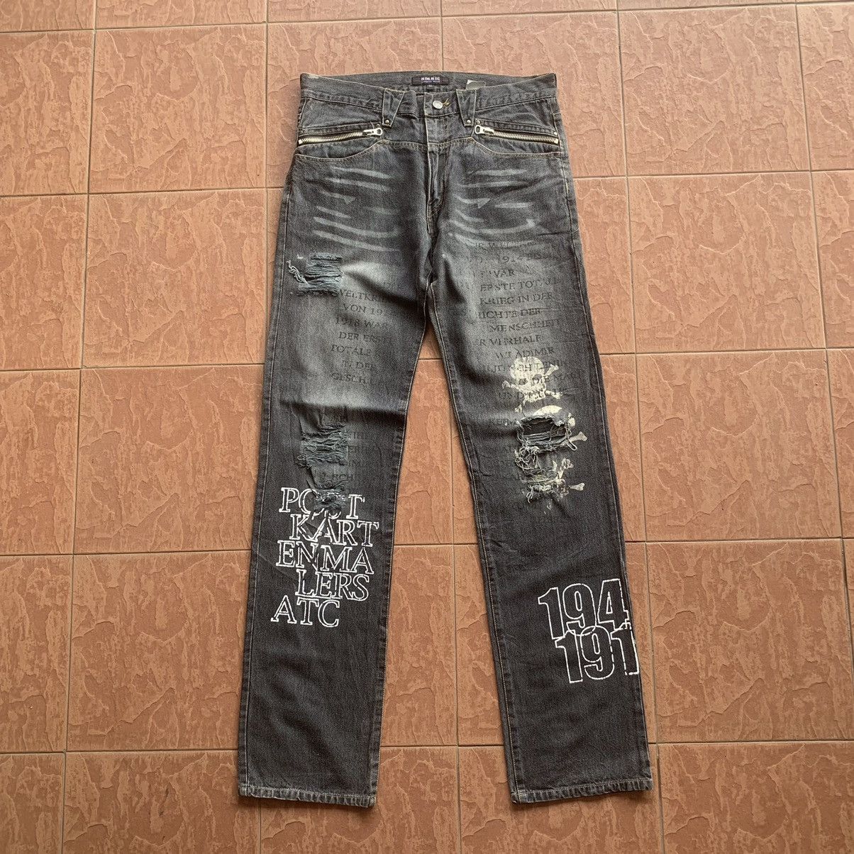 In The Attic × Japanese Brand × Seditionaries 💥 STEALS 💥 IN THE ATTIC JEANS 33x34 SKULLS TROUSERS RUGGED Size US 33 - 1 Thumbnail