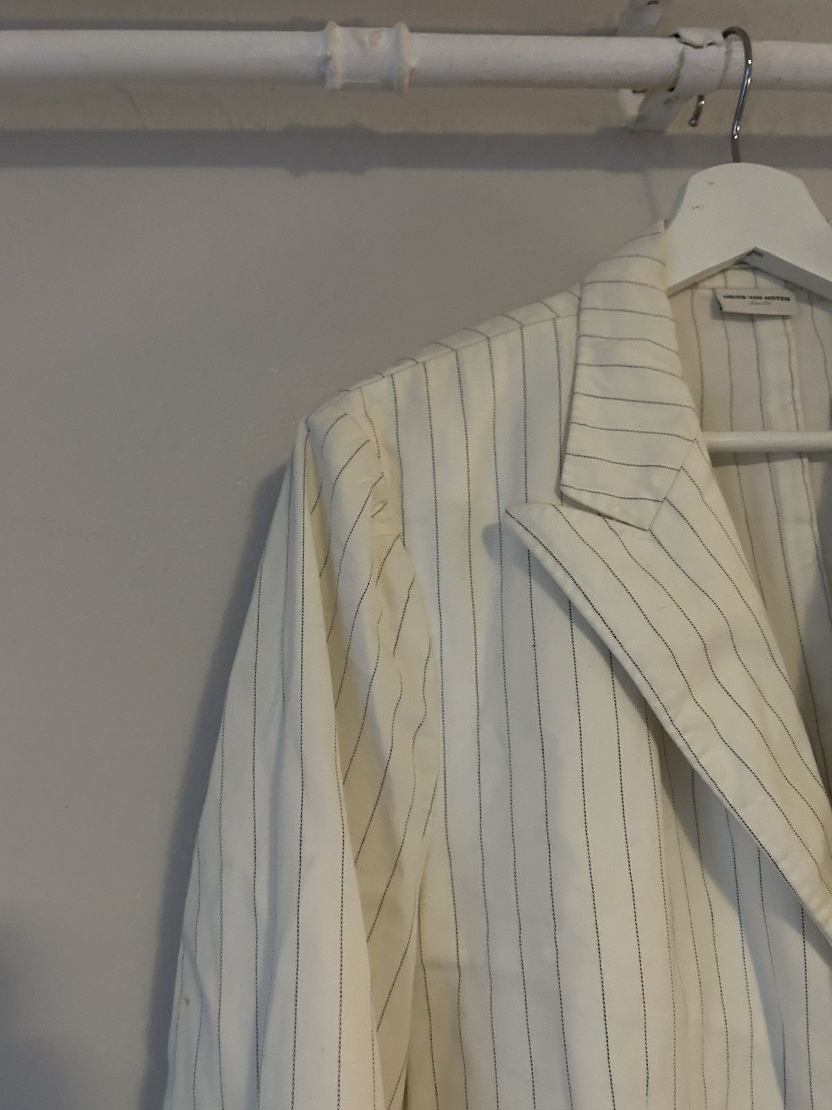 Dries Van Noten Dries Van Noten White Striped Blazer Size US L / EU 52-54 / 3 - 4 Thumbnail